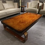 Luxury Rectangular Coffee Table with Premium Burl Veneer and Elegant Open Base